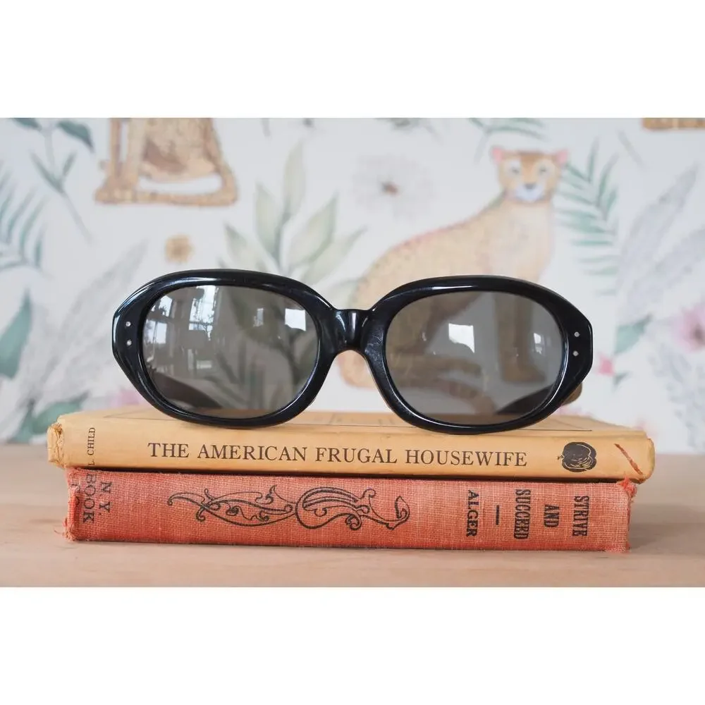 Vintage 1960s Mod Sunglasses France Thick Ebony Tone Frames MCM Retro NOS